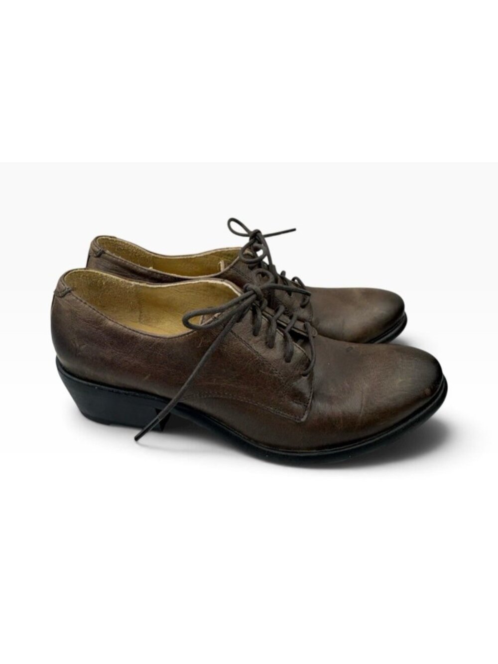 -Frye Carson Oxford Shoes Womens Size 8B Brown Leather Casual Heeled Lace Up